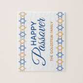 Fun en Elegant Blue en Gold Happy Passover Legpuzzel (Verticaal)