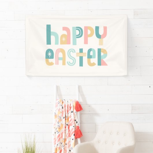 Fun en Funky Typography Easter Design Spandoek (Insitu)
