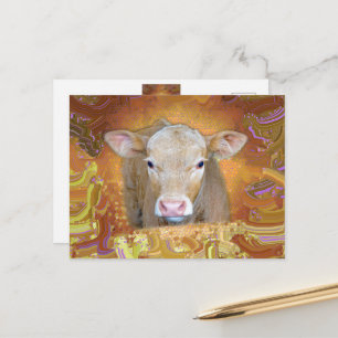 Fun en schattig klein kalf met grote ogen briefkaart