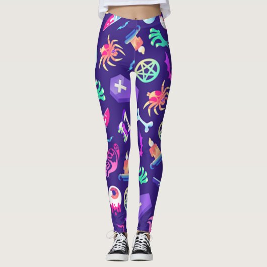 Fun en Spooky Halloween Pattern Leggings (Voorkant)