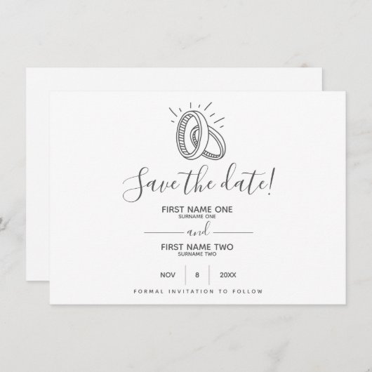 Fun- en stijlvolle bruiloft save the date (Voorkant / Achterkant)