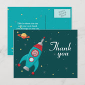 Fun espace roquette anniversaire merci photo carte (Devant / Derrière)