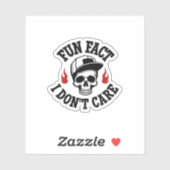 Fun Fact I Don't Care Funny Skeleton Saying (2) Sticker (Vel)