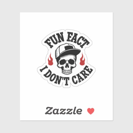 Fun Fact I Don't Care Funny Skeleton Saying (2) Sticker (Vel)