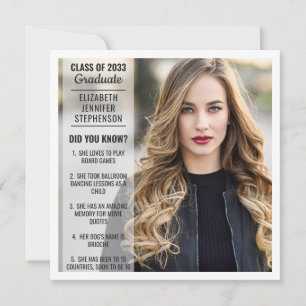 Fun facts afstuderen aankondiging 2 foto modern