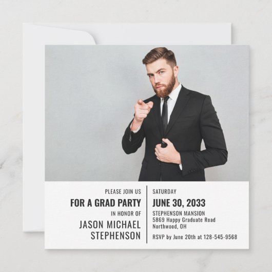 Fun facts afstuderen aankondiging 2 foto modern (Achterkant)