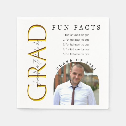 Fun Facts Arched Photo Afstuderen Servet (Voorkant)