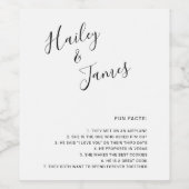 Fun Facts Black White Handwrite Names Wedding Wijn Etiket (Enkel label)
