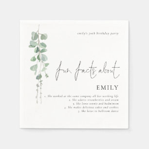 Fun Facts Eucalyptus Script 70th Birthday Party Servet