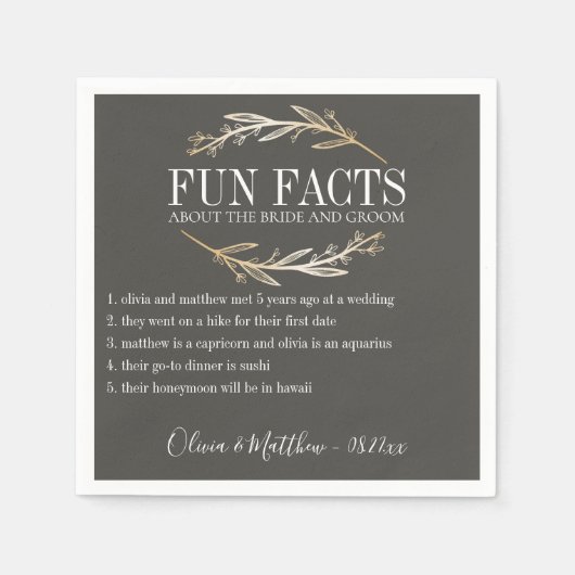 Fun Facts Gold Botanical Personalized Servet (Voorkant)