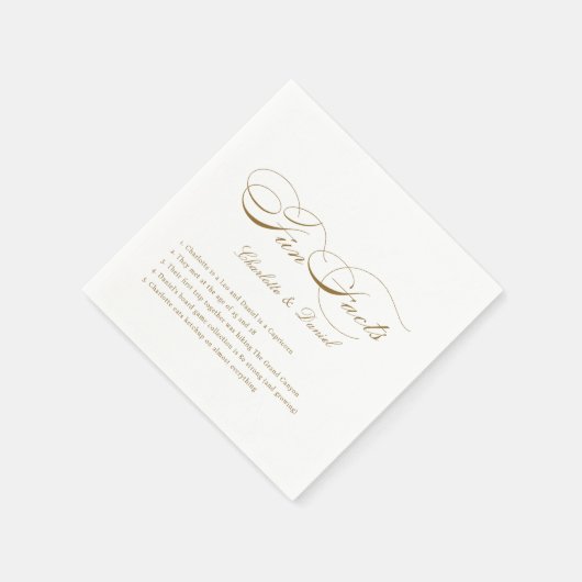 Fun Facts Gold Classic Script Bruiloft Servet (Hoek)