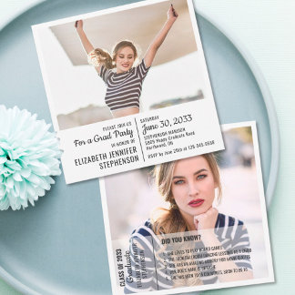 Fun facts graduation faire-part 2 photo moderne