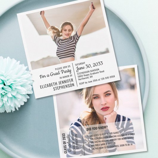 Fun facts graduation faire-part 2 photo moderne