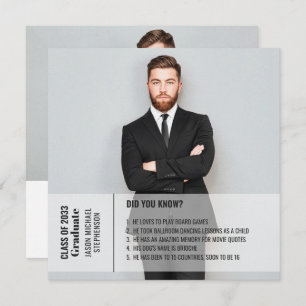 Fun facts graduation faire-part 2 photo moderne