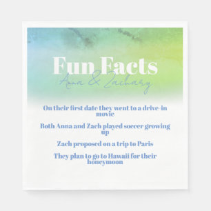 Fun Facts Green and Blue Wedding Shower Servet