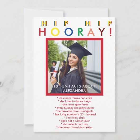 Fun Facts Red Bold Script Afstuderen Class of 2023 Kaart (Achterkant)
