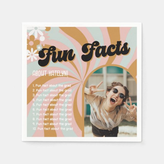 Fun Facts Retro Boho Photo Afstuderen Servet (Voorkant)