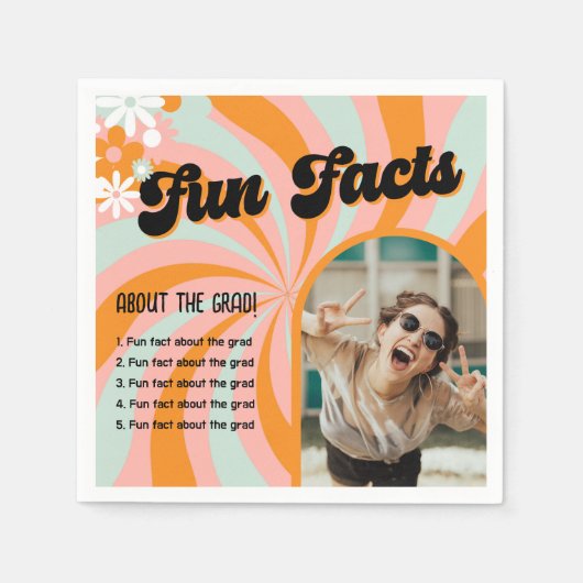 Fun Facts Retro Boho Photo Afstuderen Servet (Voorkant)