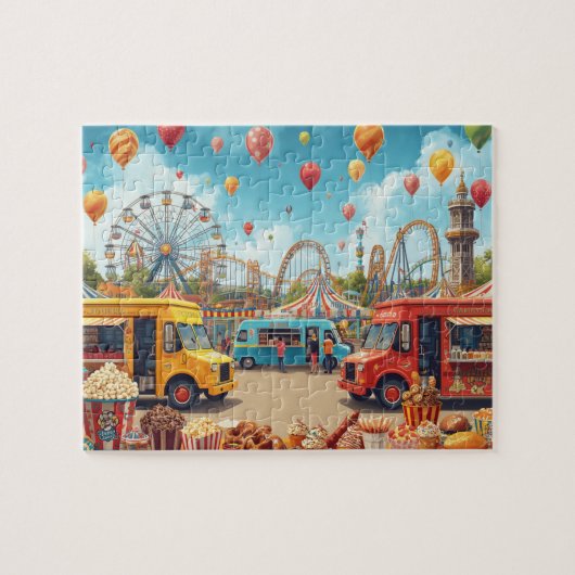 Fun Fair Carnival Food Trucks Roller Coaster Legpuzzel (Horizontaal)
