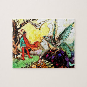 Fun Fairytale Dragon Kinderen Schilderachtig lands Legpuzzel