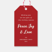 Fun Falalala Bold Script op Red Modern Holiday Cadeaulabel (Achterkant)