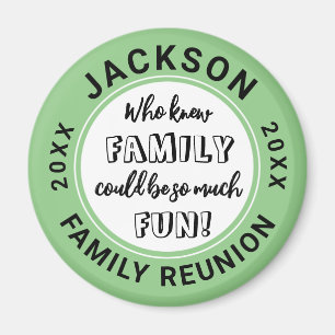 Fun Family Reunion Green Pic a Color Cirkel Magnet Magneet