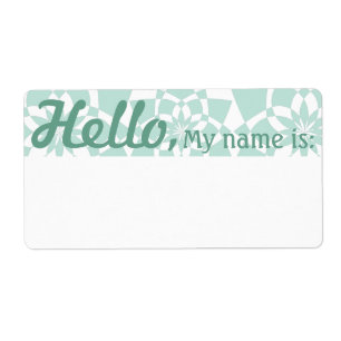 Fun Fancy Party Name Tags - Celadon GeoFlowers Etiket