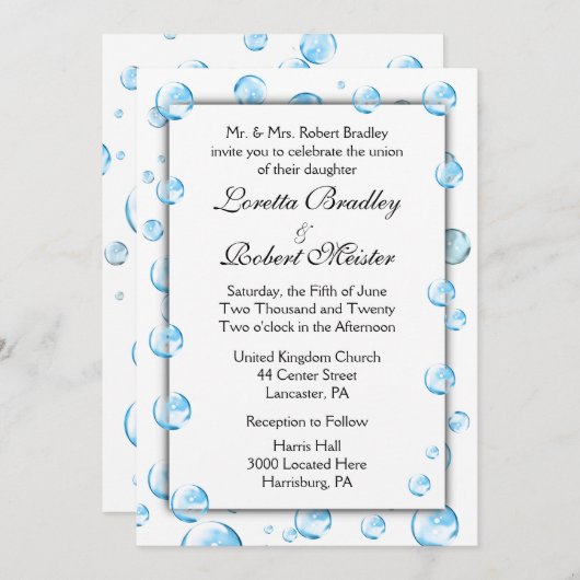 Fun Fantasy Bubbles Wedding Invitations Kaart (Voorkant / Achterkant)