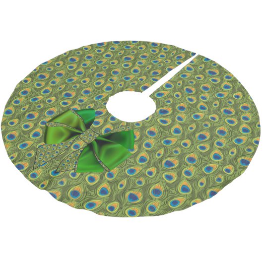 Fun Fantasy Peacock Print met Green Bow Kerstboom Rok (Gekanteld)
