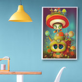 Fun Fantasy Snail en Mush Illustratie Poster