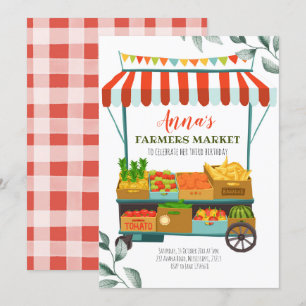 Fun Farmers Market Birthday Invitation Kaart