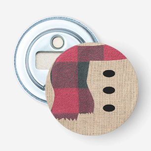 Fun Farmhouse Burlap Snowman Pset Scarf en Buttonn Button Flesopener