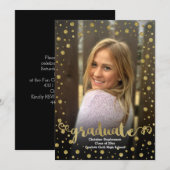 Fun Faux Gold Glitter Confetti Photo Afstuderen Kaart (Voorkant / Achterkant)