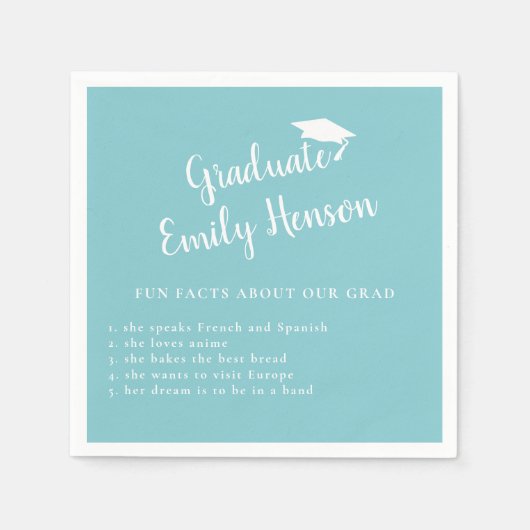 Fun Feit over Afstuderen Mint Blue Afstuderen Servet (Voorkant)