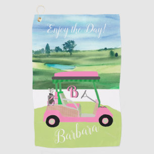 Fun Fem Golf Cart gepersonaliseerde naam Golfhanddoek