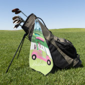 Fun Fem Golf Cart gepersonaliseerde naam Golfhanddoek (Groen)