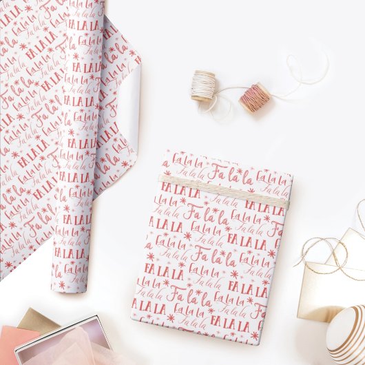 Fun Festive Fa La La Typographic Kerstfeestdag Cadeaupapier