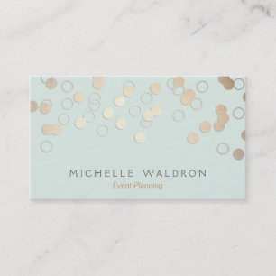 Fun Festive Gold Confetti Event Planner Light Blue Visitekaartje