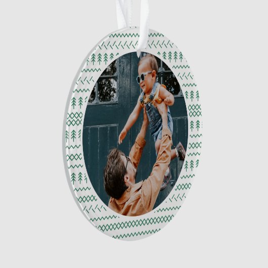 Fun Festive Green breit Stitched Pattern Ornament (voorkant)