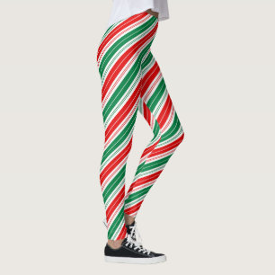 Fun festive red groene snoeprietstrepen leggings