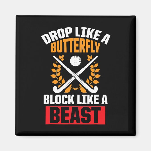 Fun Field Hockey Drop als een vlinder blok als Magneet (Voorkant)