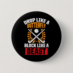Fun Field Hockey Drop als een vlinder blok als Ronde Button 5,7 Cm