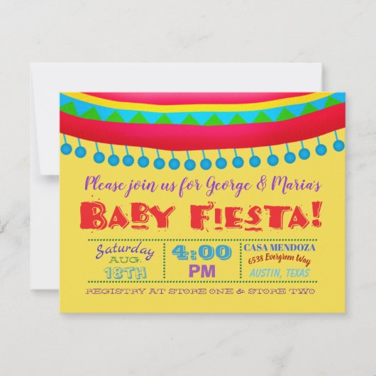 Fun Fiesta Baby Shower Invitations (Devant)