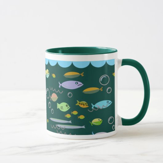Fun Fifties Retro Cartoon School of Fish Ocean Art Mok (Rechts)