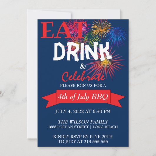 Fun Fireworks BBQ Invitation (Devant)