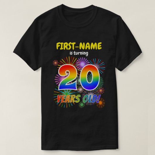 Fun Fireworks, Rainbow Kijk "20", 20e verjaardag T-shirt (Design voorkant)