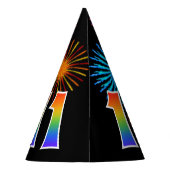 Fun Fireworks + Rainbow Pattern "11" Birthday # Feesthoedjes (Achterkant)