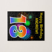 Fun Fireworks + Rainbow Pattern "13" Birthday # Legpuzzel (Horizontaal)