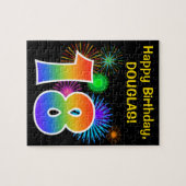 Fun Fireworks + Rainbow Pattern "18" Birthday # Legpuzzel (Horizontaal)