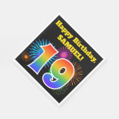 Fun Fireworks + Rainbow Pattern "19" Birthday # Servet (Hoek)